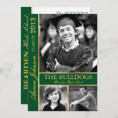 ハンターグリーン&金ゴールドフォト招待状E 招待状 (正面/裏面)