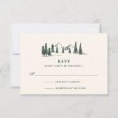 ハンターグリーン | Mountain 結婚 Sketch's 出欠カード (正面)