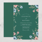 ハンターコーラルワイルドフラワーの結婚式 招待状 (正面/裏面)