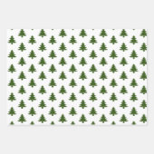 ハンターシンプルグリーンホワイトクリスマスツリー混合 ラッピングペーパーシート (正面)