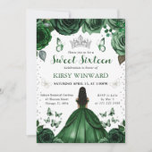 ハンターズグリーンドレスダークスキンプリンセススウィート16 招待状 (正面)