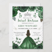 ハンターズグリーンドレスブルネットプリンセススウィート16 招待状 (正面)