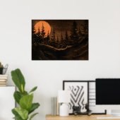 "ハンターズムーン – 光"風景ポスター夜行性 ポスター (ホームオフィス)