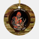 ハンタートロフィーバック迷彩写真記念 セラミックオーナメント (正面)