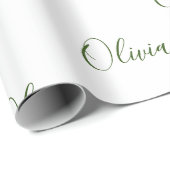 ハンターパーソナライズされたグリーンエレガント名 ラッピングペーパー (ロールコーナー)