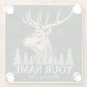 ハンターパーソナライズされたディアエルクアントラー狩りクラブ  ガラスコースター (裏面)