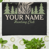 ハンターパーソナライズされたディアエルクアントラー狩りクラブ キッチンタオル (折り畳み)
