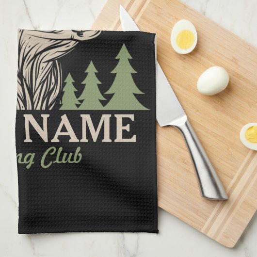ハンターパーソナライズされたディアエルクアントラー狩りクラブ キッチンタオル (四つ折り)