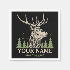 ハンターパーソナライズされたディアエルクアントラー狩りクラブ スタンダードカクテルナプキン