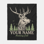 ハンターパーソナライズされたディアエルクアントラー狩りクラブ フリースブランケット (正面)
