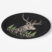 ハンターパーソナライズされたディアエルクアントラー狩りクラブ ペーパープレート (アングル)