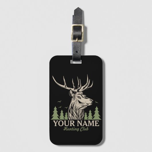 ハンターパーソナライズされたディアエルクアントラー狩りクラブ ラゲッジタグ (正面縦)