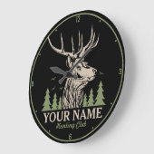 ハンターパーソナライズされたディアエルクアントラー狩りクラブ ラージ壁時計 (傾斜)