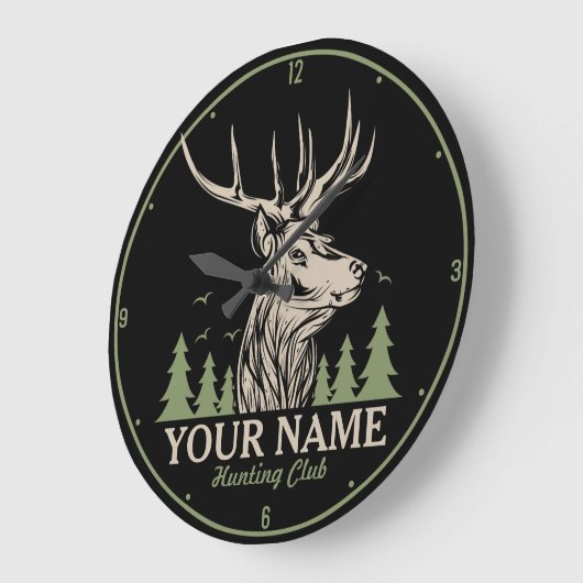 ハンターパーソナライズされたディアエルクアントラー狩りクラブ ラージ壁時計 (傾斜)