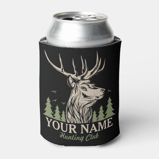 ハンターパーソナライズされたディアエルクアントラー狩りクラブ 缶クーラー (缶正面)