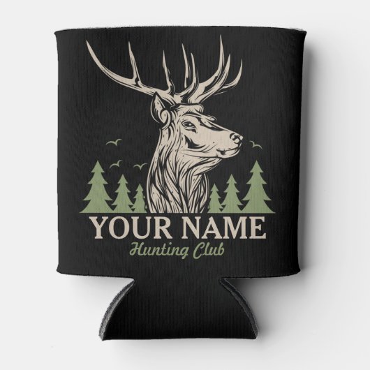 ハンターパーソナライズされたディアエルクアントラー狩りクラブ 缶クーラー (正面)