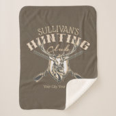 ハンターパーソナライズされたネームディアライフル狩りクラブ シェルパブランケット (正面)