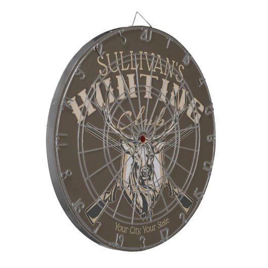 ハンターパーソナライズされたネームディアライフル狩りクラブ ダーツボード (正面左)