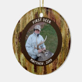 ハンターファースト鹿フォトカモフラージュパーソナライズされた セラミックオーナメント (左)