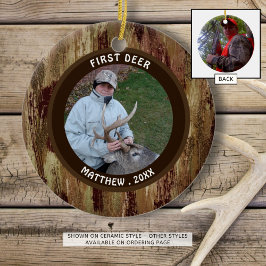 ハンターファースト鹿フォトブラウンカモフラージュ セラミックオーナメント