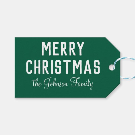 ハンターモダングクール・グリーン・クリスマス ギフトタグ (正面(横))