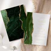 ハンターモダングリーン金ゴールドアゲート結婚ズ 箔招待状