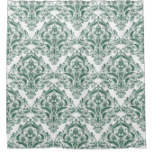 ハンターユニークグリーン&ホワイトダマスクパタクラシックーン シャワーカーテン (正面)