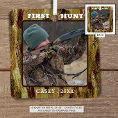 ハンターワンフォトカモフラージュパーソナライズされた メタルオーナメント