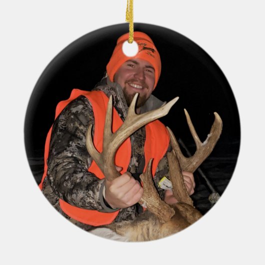 ハンター最大のバック迷彩写真記念 セラミックオーナメント (裏面)