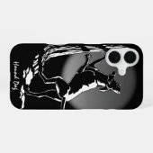 ハンター犬アートiPhoneケース クーンハウンドアートケース iPhone 16ケース (裏面横)
