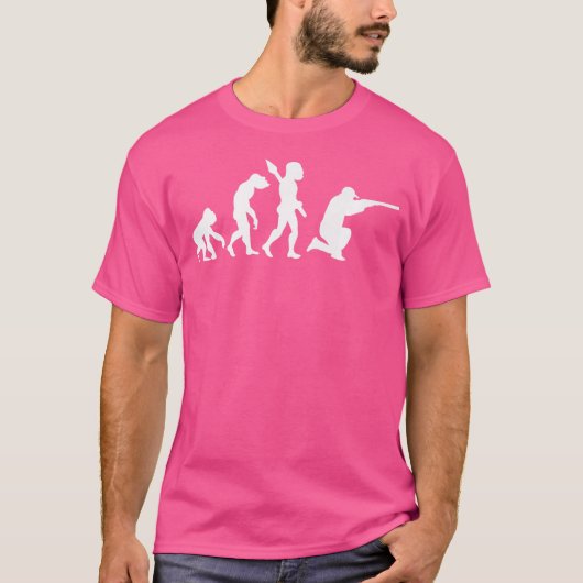 ハンター狩り狩りガンライフルスポーツ進化おもしろい Tシャツ (正面)