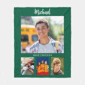 ハンター緑の写真コラージュ少年の友人 フリースブランケット (正面)