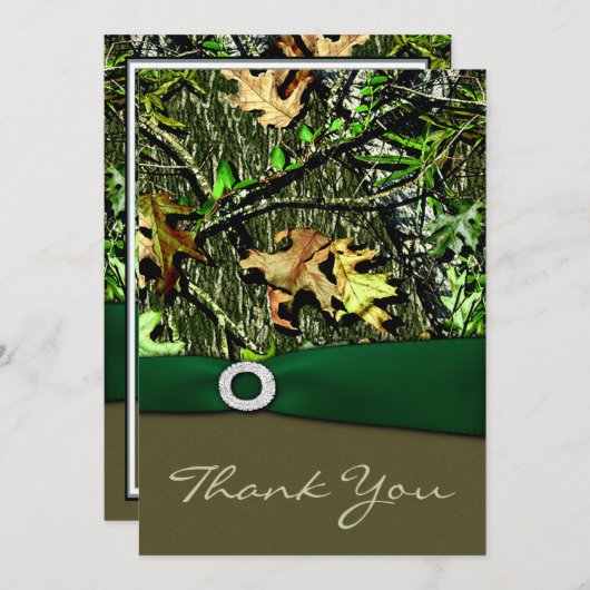 ハンター緑の狩りの迷彩柄の結婚式のサンキューカード サンキューカード (正面/裏面)