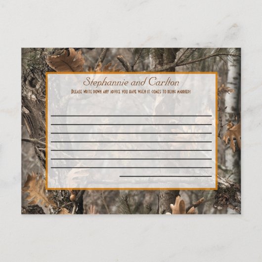 ハンター迷彩柄シック結婚アドバイスカード アドバイスカード (正面)