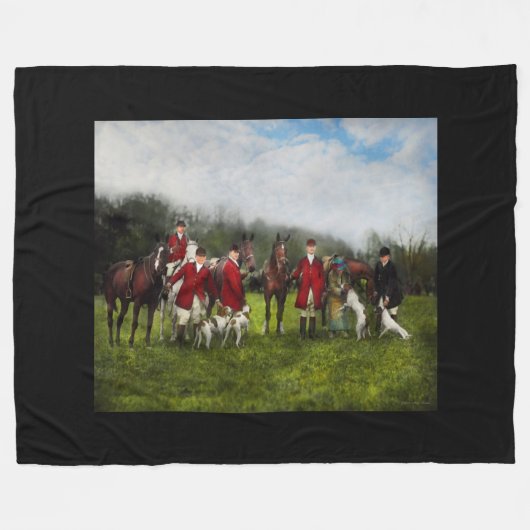 ハンター-キツネ狩り-検数ho 1924年 フリースブランケット (正面(横))