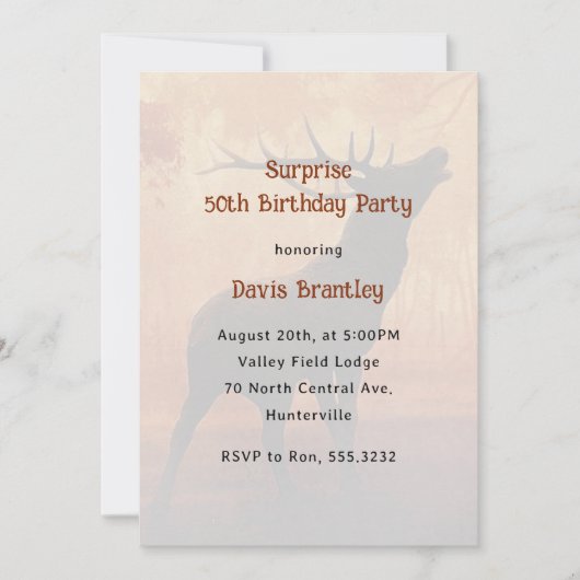 ハンター〔雄ジカの〕枝角ディアバースデーパーティー招待 招待状 (正面)
