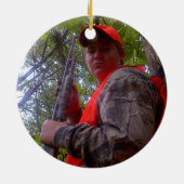 ハンターFIRST TURKEY写真カモフラージュパーソナライズされた セラミックオーナメント (裏面)