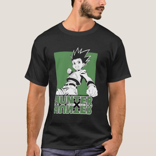 ハンターXハンターゴン飛んでいるパンチ Tシャツ (正面)