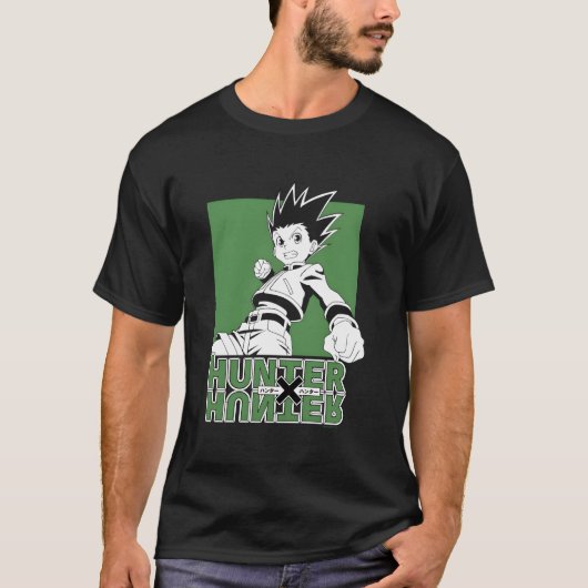 ハンターXハンターゴン飛んでいるパンチ Tシャツ (正面)