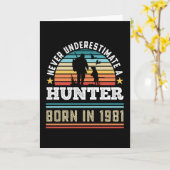 ハンタ生まれ1981年40歳の誕生日狩り犬ギフト カード (黄色い花)