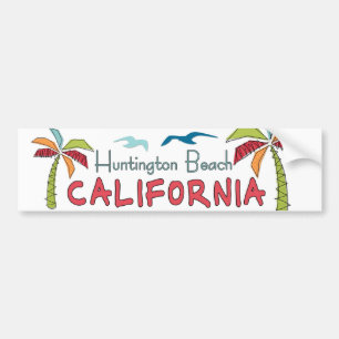 ハンチングトンビーチカリフォルニアのやし バンパーステッカー