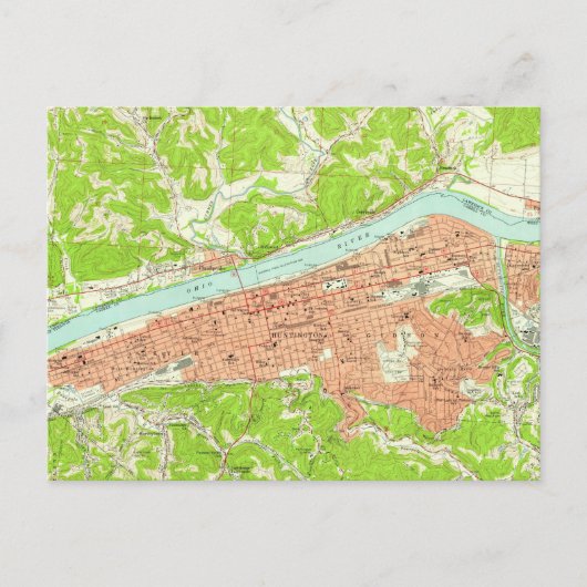 ハンチントンウェストバージニアのヴィンテージの地図(1957年) ポストカード (正面)