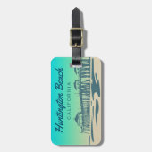 ハンチントンカスタマイズビーチピアイラストレーション ラゲッジタグ (正面縦)
