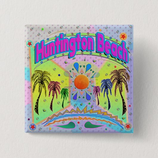 ハンチントンビーチ落ち着き願望ボタン 缶バッジ (正面)
