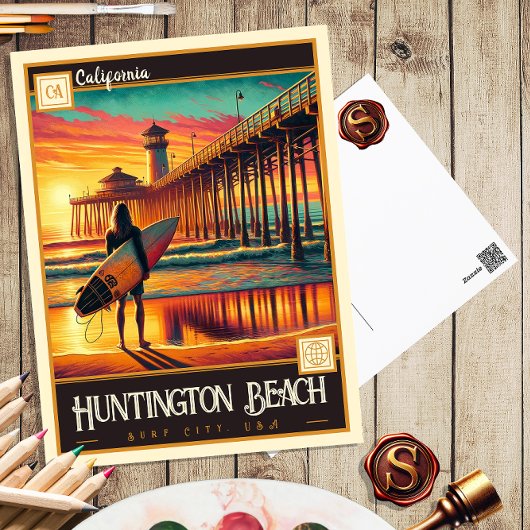 ハンチントンビーチ,カリフォルニア |ヴィンテージはがき ポストカード