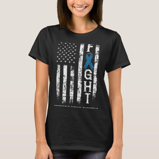 ハンチントン病と闘うアメリカ国旗 Tシャツ (正面)