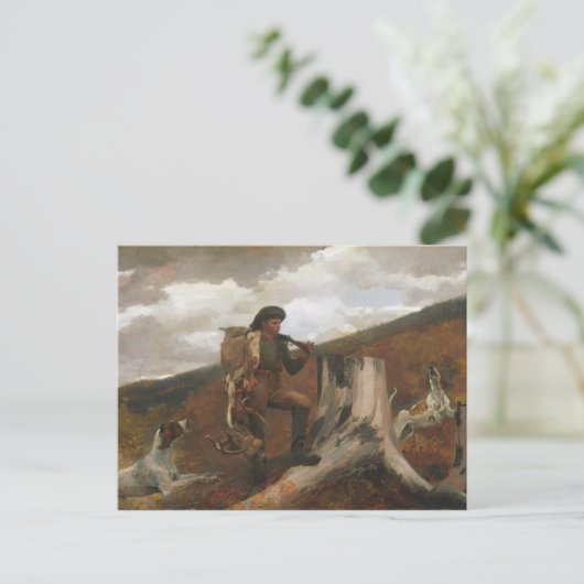 ハンツマンと犬のキャンバス印刷 ポストカード (スタンド正面)