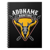 ハンティング用にデザインされたエルクの頭蓋骨と大きな鹿の角 狩猟 ノートブック (正面)