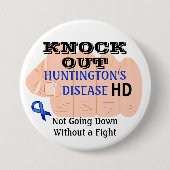 ハンティントンの病気HDの認識度をノックアウトして下さい 缶バッジ (正面)