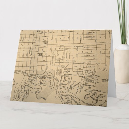 ハンティントンのWVのヴィンテージの地図 カード (正面)